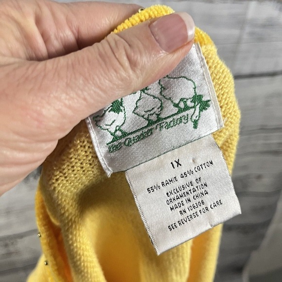 The Quacker Factory Sweater Plus size 1X Yellow Butterfly Sequins Beads Summer - Picture 15 of 15